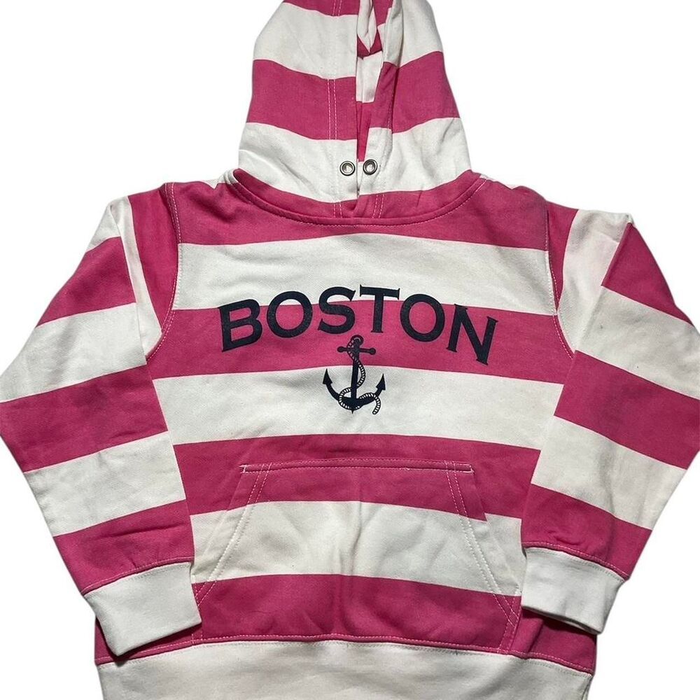 Vineyard‎ girl pink and white stripes Hoodie Size 6-7